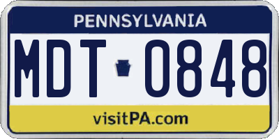 PA license plate MDT0848