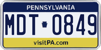 PA license plate MDT0849