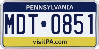 PA license plate MDT0851