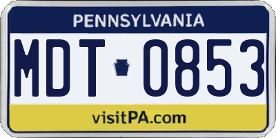 PA license plate MDT0853
