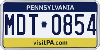 PA license plate MDT0854
