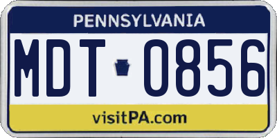 PA license plate MDT0856