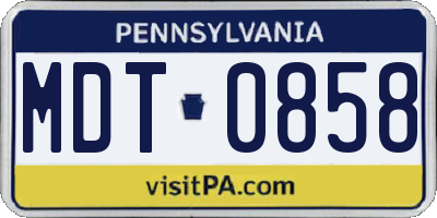 PA license plate MDT0858