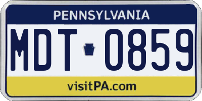 PA license plate MDT0859