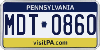PA license plate MDT0860
