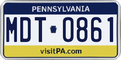 PA license plate MDT0861