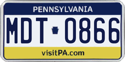 PA license plate MDT0866