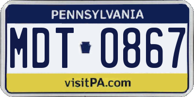 PA license plate MDT0867