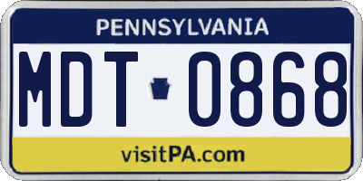PA license plate MDT0868