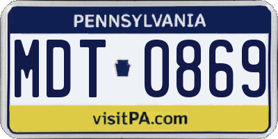 PA license plate MDT0869