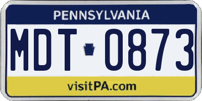 PA license plate MDT0873
