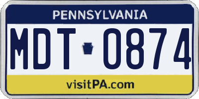PA license plate MDT0874