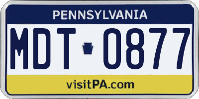 PA license plate MDT0877