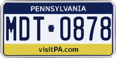 PA license plate MDT0878