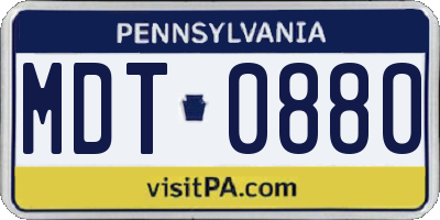 PA license plate MDT0880