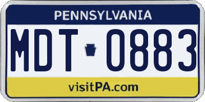 PA license plate MDT0883