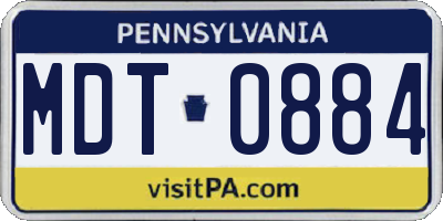PA license plate MDT0884