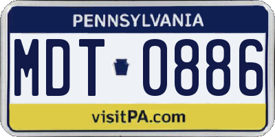 PA license plate MDT0886
