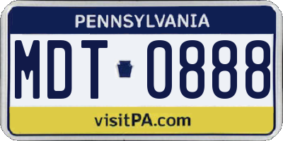 PA license plate MDT0888