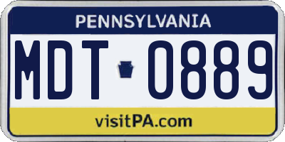 PA license plate MDT0889