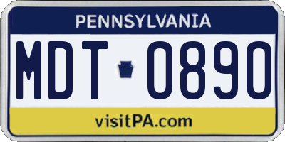 PA license plate MDT0890