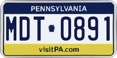 PA license plate MDT0891