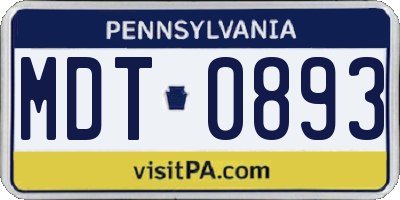 PA license plate MDT0893