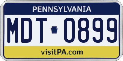 PA license plate MDT0899