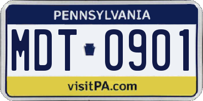PA license plate MDT0901