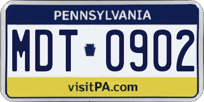 PA license plate MDT0902