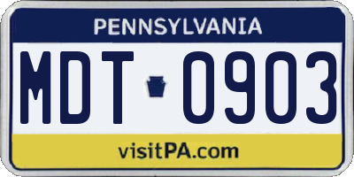 PA license plate MDT0903