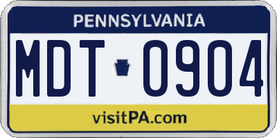 PA license plate MDT0904