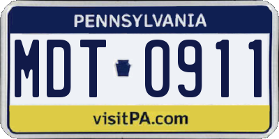 PA license plate MDT0911