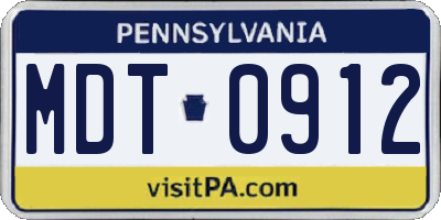 PA license plate MDT0912