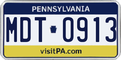 PA license plate MDT0913