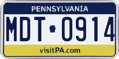 PA license plate MDT0914