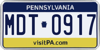 PA license plate MDT0917