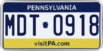 PA license plate MDT0918