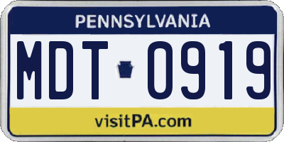 PA license plate MDT0919