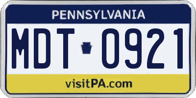 PA license plate MDT0921