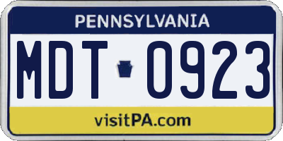PA license plate MDT0923