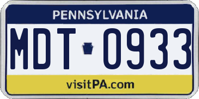 PA license plate MDT0933