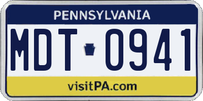 PA license plate MDT0941