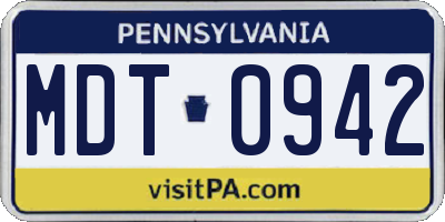 PA license plate MDT0942