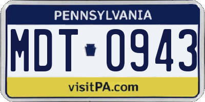 PA license plate MDT0943