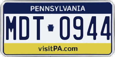 PA license plate MDT0944