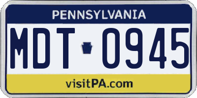 PA license plate MDT0945