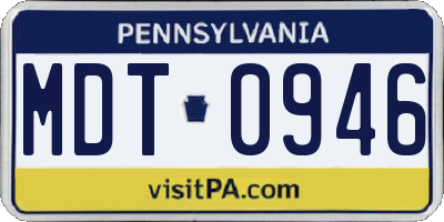 PA license plate MDT0946