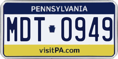 PA license plate MDT0949