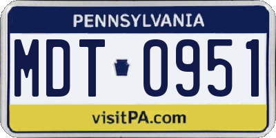 PA license plate MDT0951